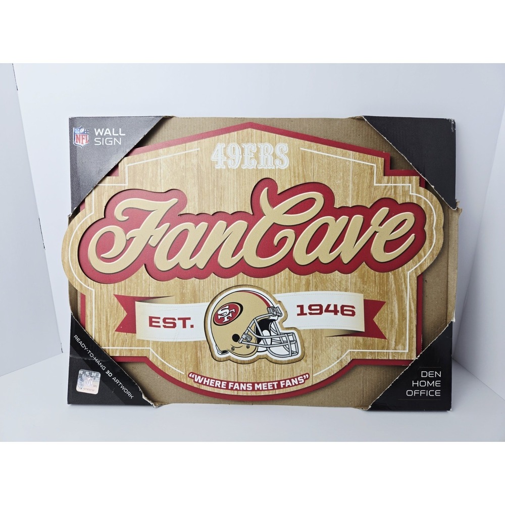 San Francisco 49ers Fan Cave Sign NFL Wall Art‎ Home Bar Man Cave Decor 17x12.5"